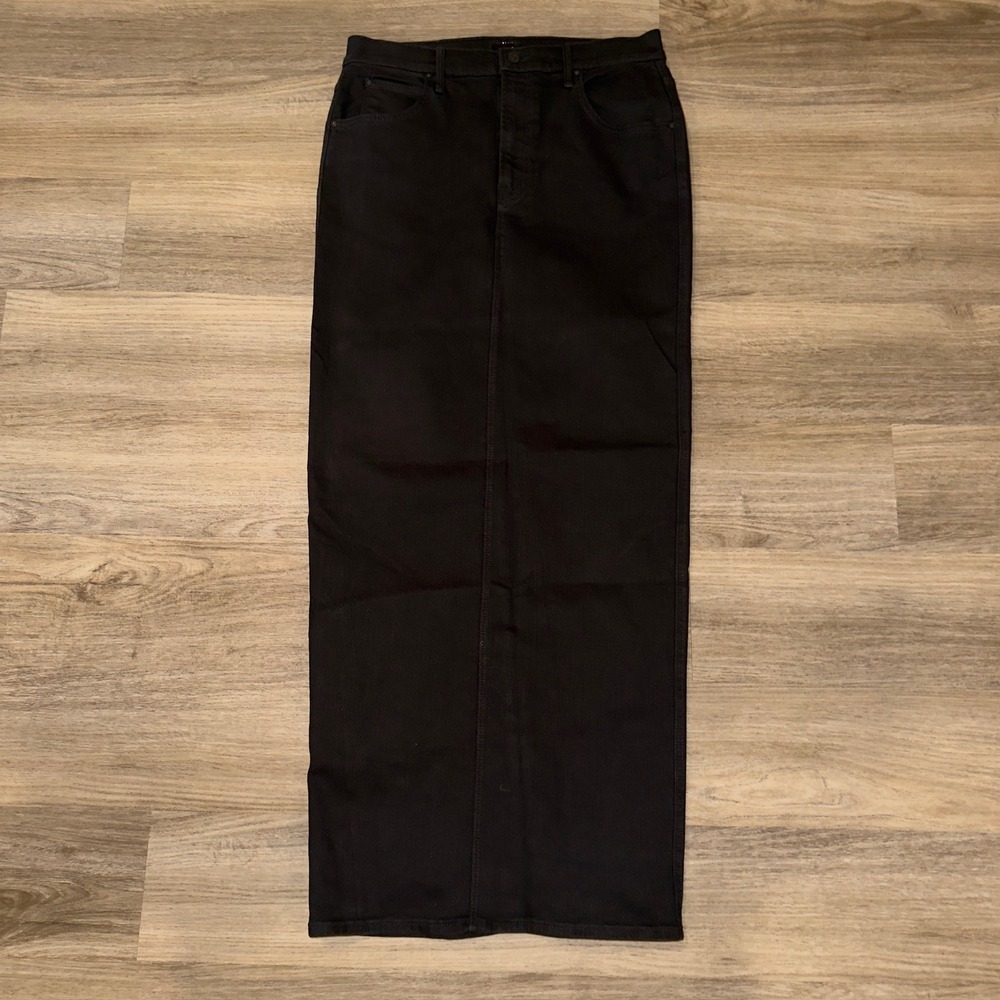 MOTHER The Flagpole Denim Maxi Skirt Pitch Black 30 9705-1099 Long Jean Skirt